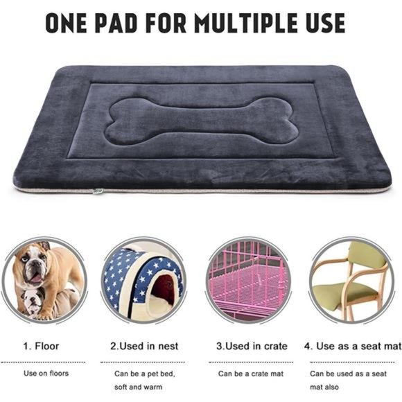 Dog Bed Soft Dog Crate Pad Mat for Medium/Large Dogs 36 in Non-Slip Bottom - Picture 4 of 8